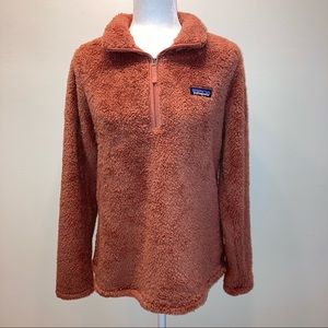 Patagonia Los Gatos Quarter Zip Pullover Jacket Soft Fleece Orange Large
